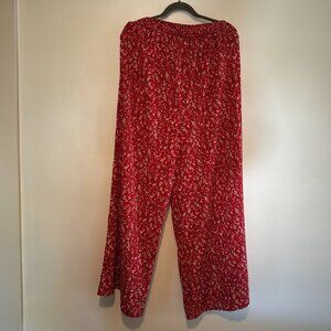 Shein Red Floral Elastic Waist Pants